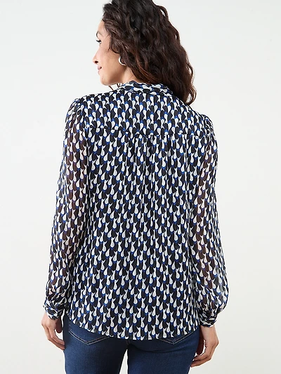 Petite Tie-Neck Chiffon Blouse