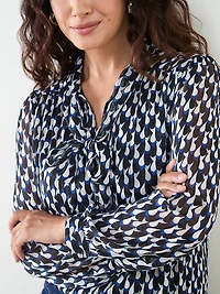 Petite Tie-Neck Chiffon Blouse