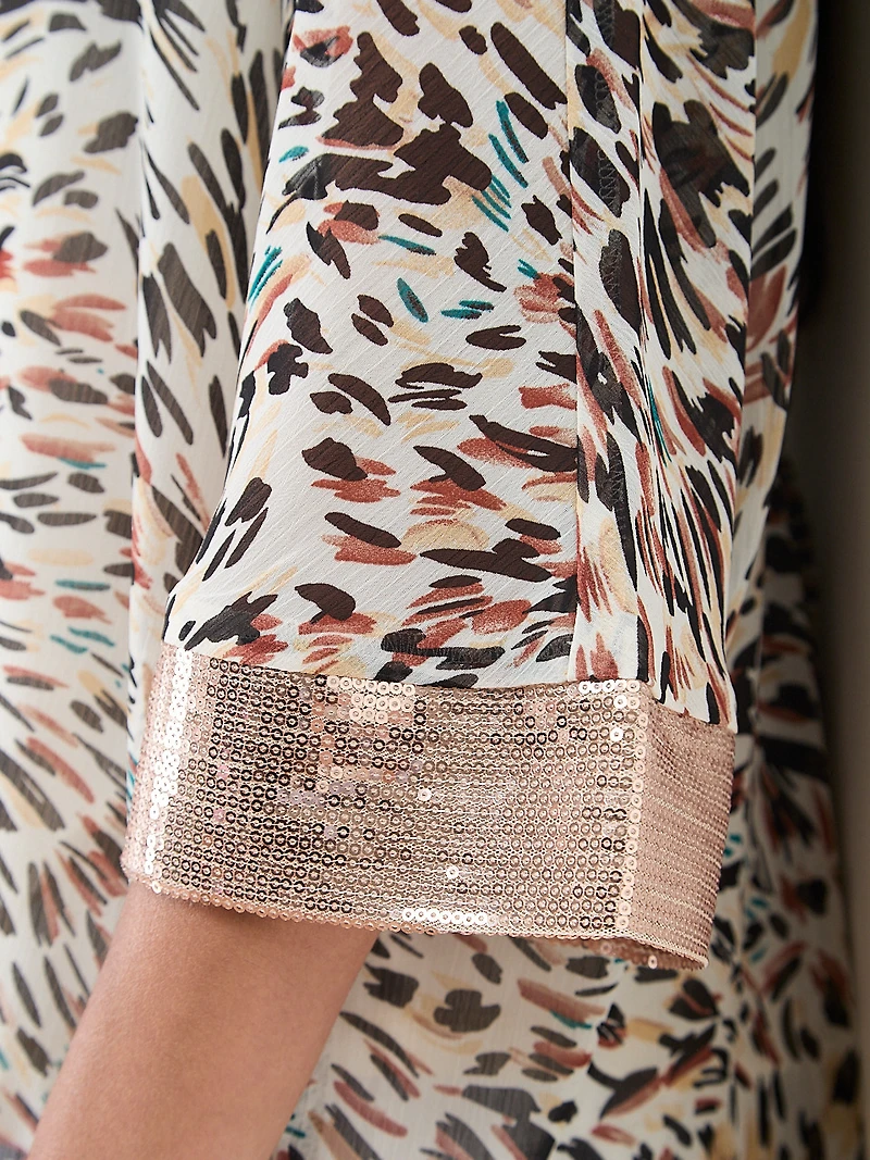 Petite V-Neck Blouse with Sequin Detail
