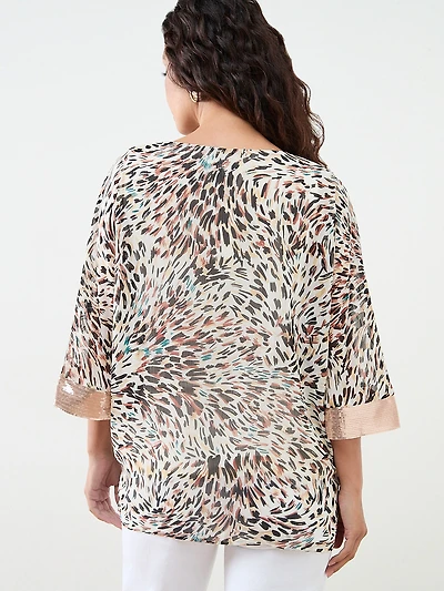 Petite V-Neck Blouse with Sequin Detail