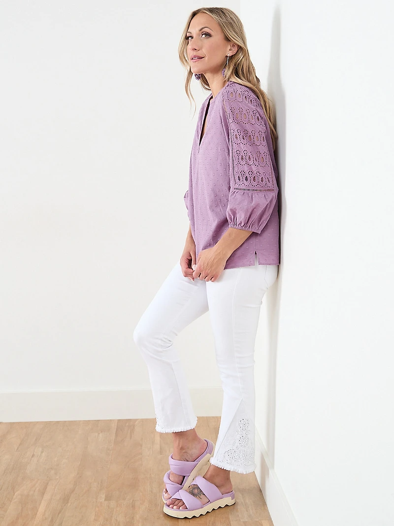 Relaxed Embroidered Popover Blouse