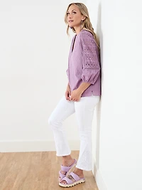 Relaxed Embroidered Popover Blouse