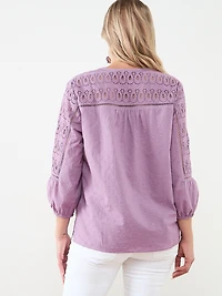 Relaxed Embroidered Popover Blouse