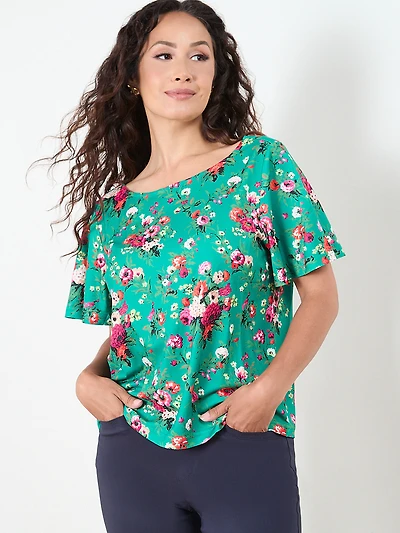 Relaxed Fit Flutter Sleeve Top