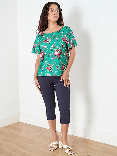 Relaxed Fit Flutter Sleeve Top