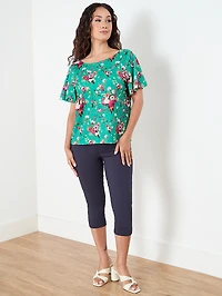 Relaxed Fit Flutter Sleeve Top