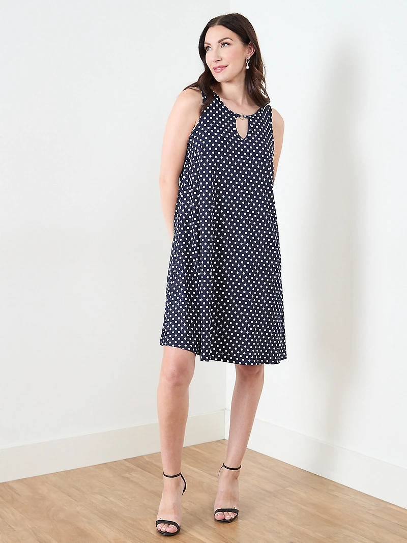 Ring Detail Knee-Length Dress