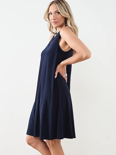 Ring Detail Sleeveless Midi Dress