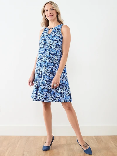 Ring Detail-Sleeveless Knee-Length Dress