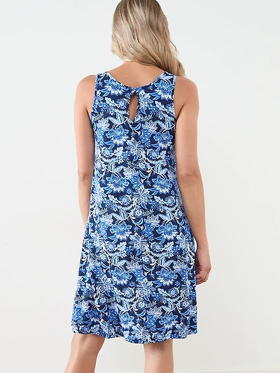 Ring Detail-Sleeveless Knee-Length Dress