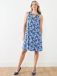 Ring Detail-Sleeveless Knee-Length Dress