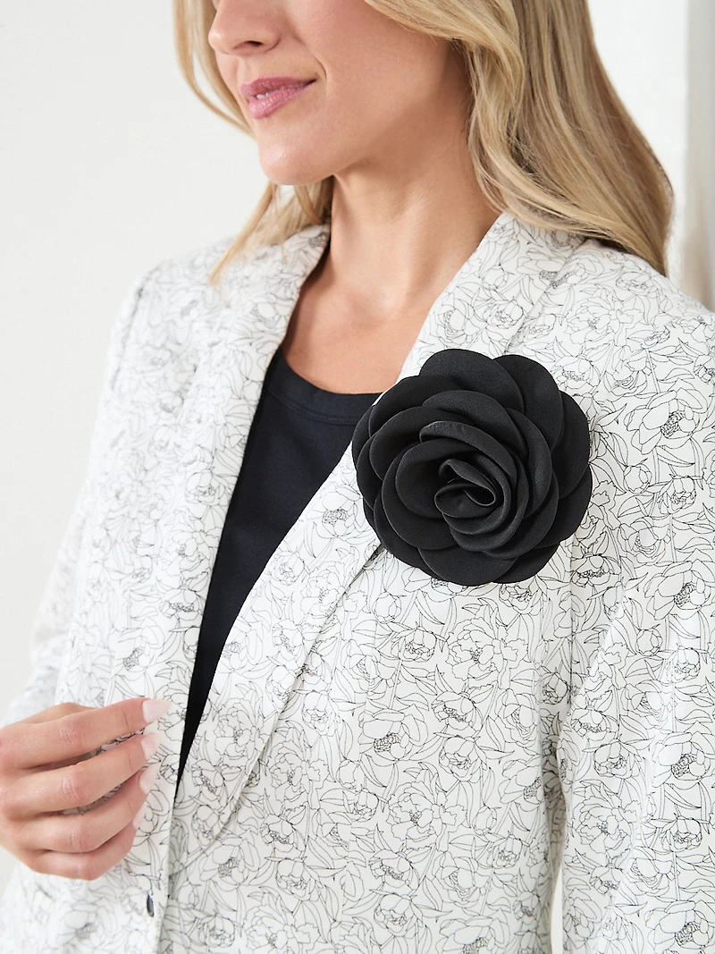 Ruched Sleeve Floral Blazer