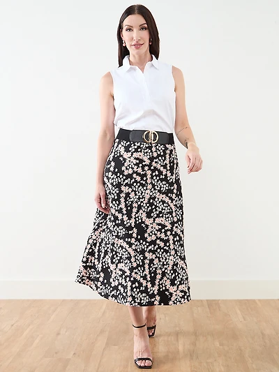 Satin Back Crepe Midi Skirt