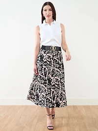 Satin Back Crepe Midi Skirt