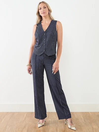 Scuba Crepe Button-Front Vest