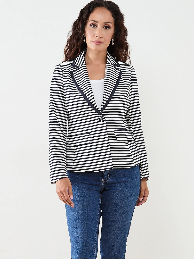 Scuba Crepe Tipped Stripe Blazer