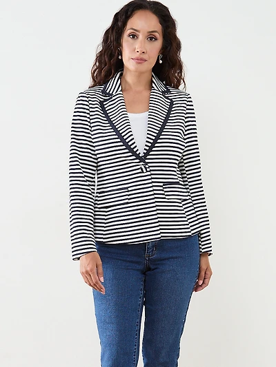 Scuba Crepe Tipped Stripe Blazer