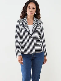 Scuba Crepe Tipped Stripe Blazer