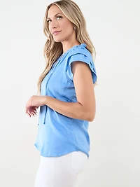 Short Sleeve Blue Airflow Blouse by Tamara H.