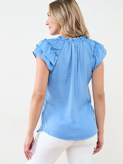 Short Sleeve Blue Airflow Blouse by Tamara H.