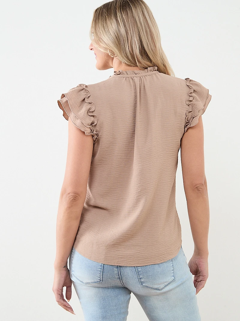 Short Sleeve Cappucino Airflow Blouse by Haver
