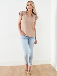 Short Sleeve Cappucino Airflow Blouse by Haver