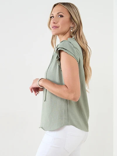 Short Sleeve Light Olive Airflow Blouse by Haver