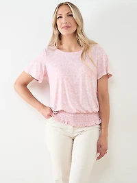 Short Sleeve Smocked Bottom Top