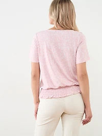 Short Sleeve Smocked Bottom Top