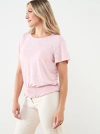 Short Sleeve Smocked Bottom Top