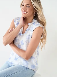 Short Sleeve Split Neck Blouse by Tamara H.