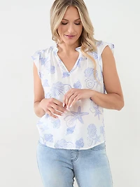 Short Sleeve Split Neck Blouse by Tamara H.