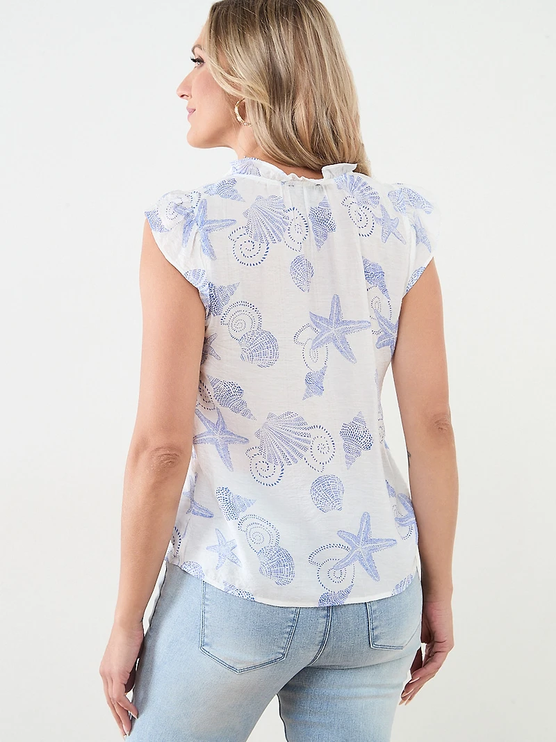 Short Sleeve Split Neck Blouse by Tamara H.