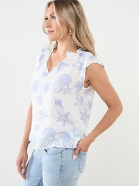 Short Sleeve Split Neck Blouse by Tamara H.