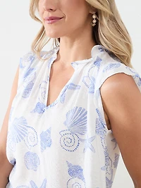 Short Sleeve Split Neck Blouse by Tamara H.