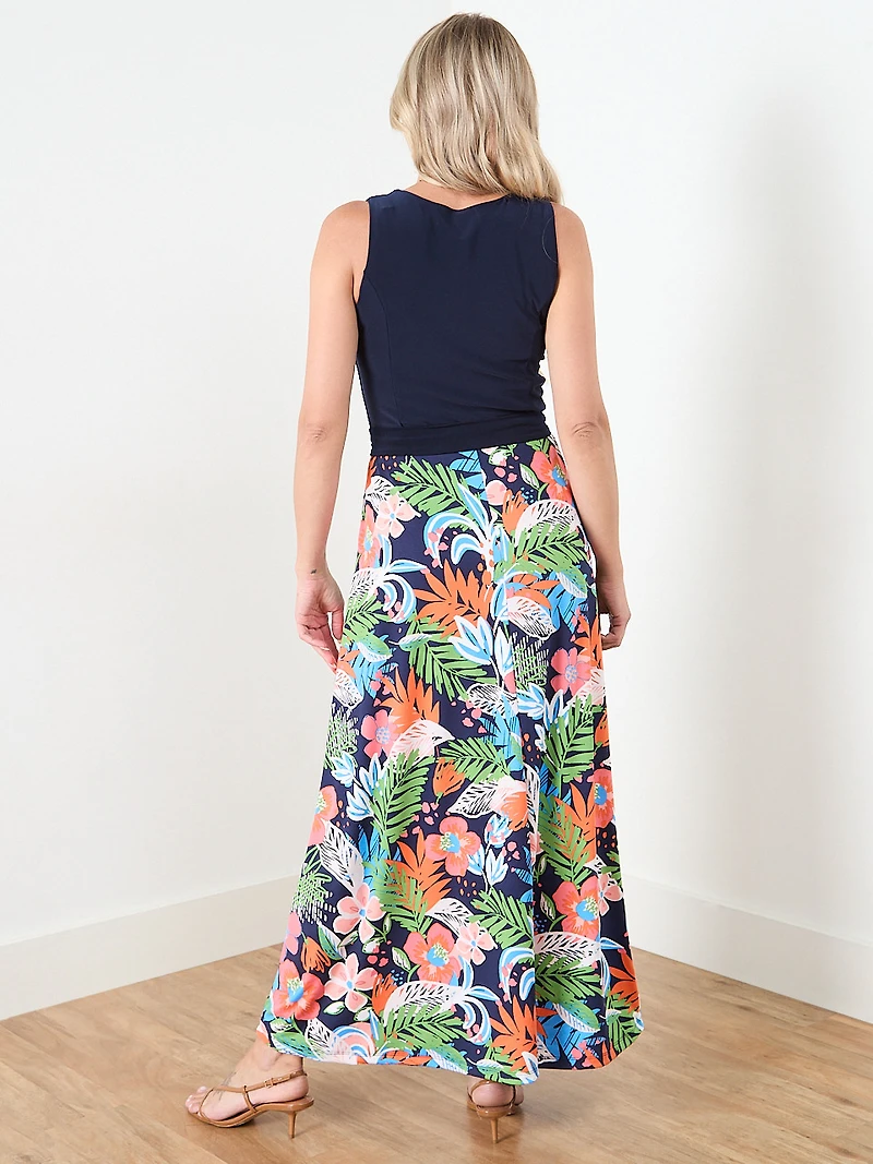 Sleeveless Maxi Dress with Solid Top