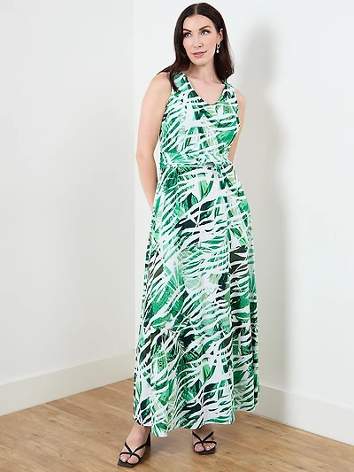 Sleeveless Maxi Dress with Tie Belt