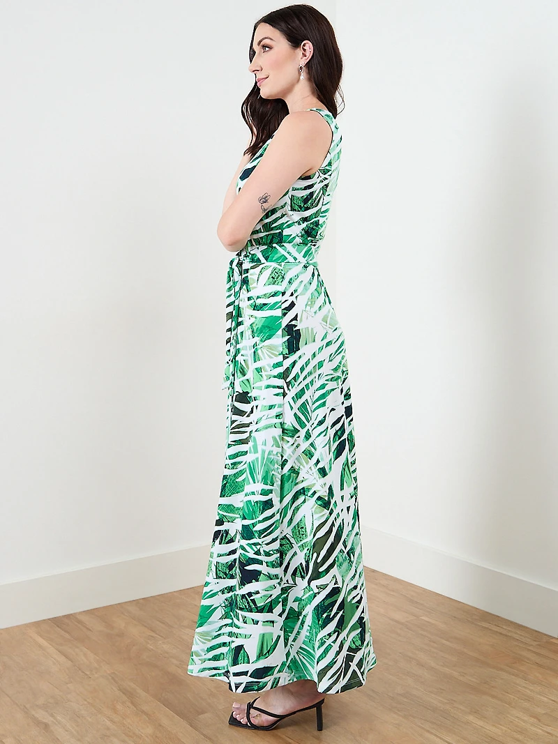 Sleeveless Maxi Dress with Tie Belt
