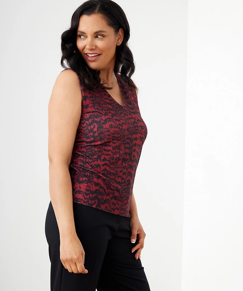 Sleeveless Stretch Crepe V-Neck Layering Top