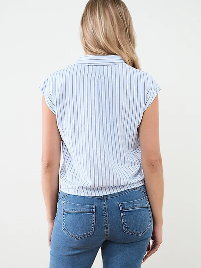 Tamara H. Button Front Tie Blouse