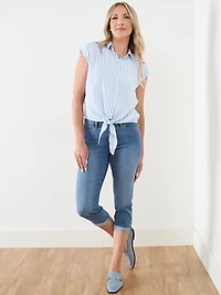 Tamara H. Button Front Tie Blouse