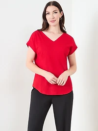 Textured Short Sleeve Relaxed Fit Top
