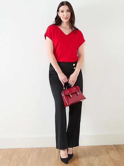 Textured Short Sleeve Relaxed Fit Top