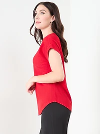 Textured Short Sleeve Relaxed Fit Top