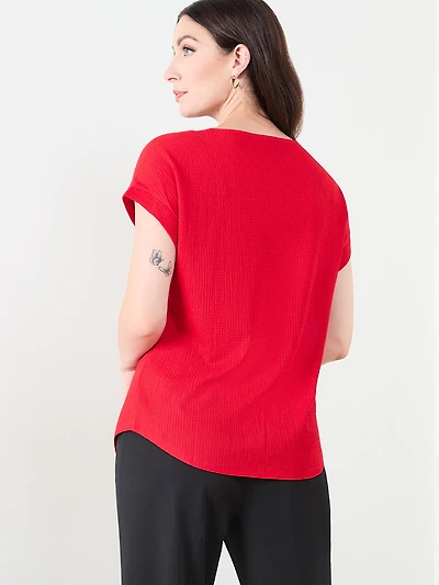 Textured Short Sleeve Relaxed Fit Top