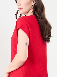 Textured Short Sleeve Relaxed Fit Top