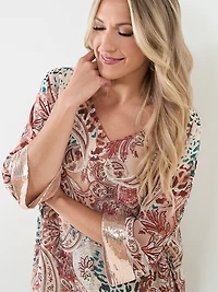 V-Neck Blouse with Sequin Detail