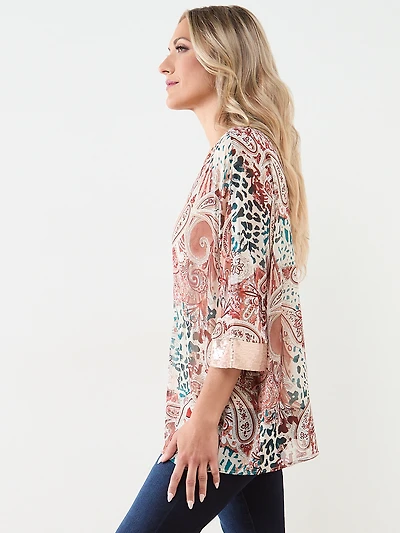 V-Neck Blouse with Sequin Detail