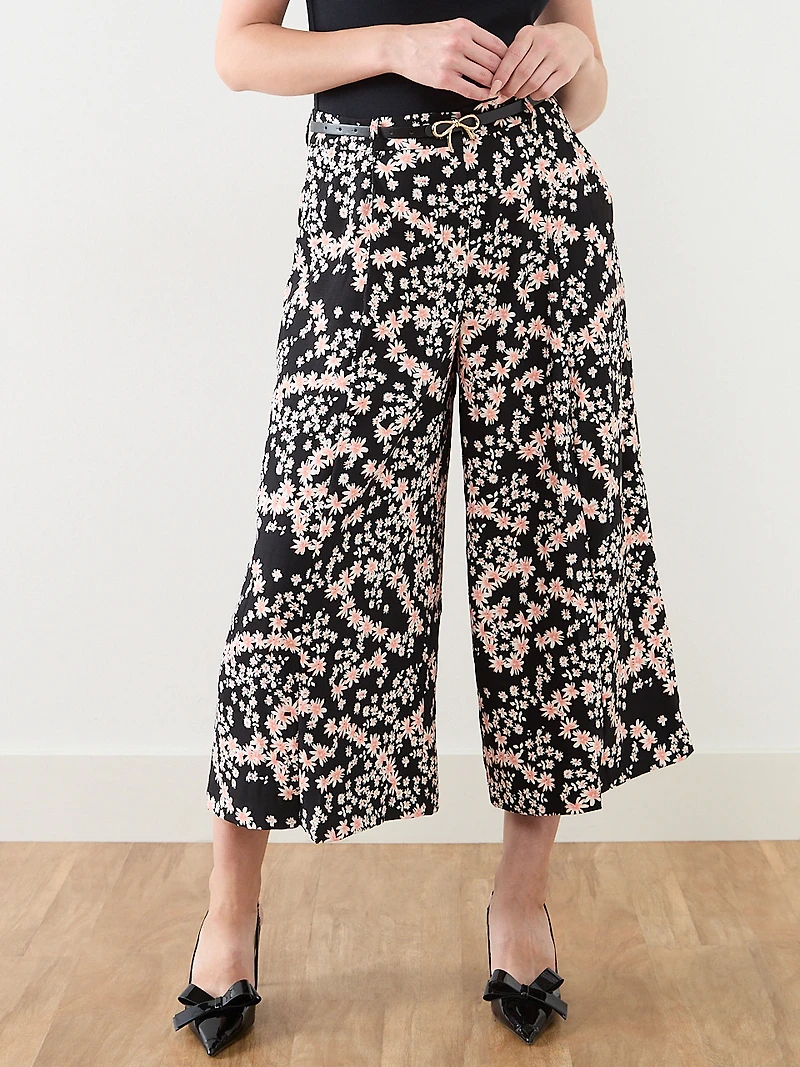 Wide Leg Pleated Crop Pant