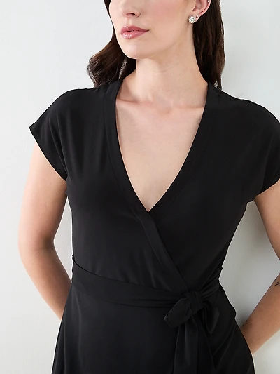 Knee-Length Wrap Style Dress